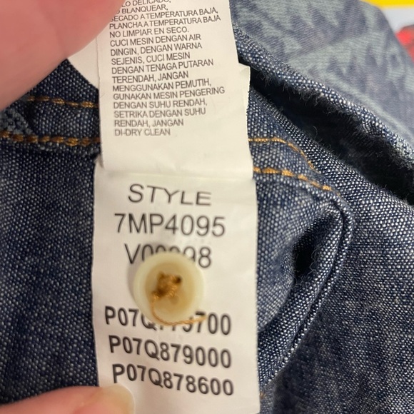 Lucky Brand Shirt Mens PEARL SNAP Large Saturday Stretch Button‎ Denim Aztec L - Picture 8 of 9